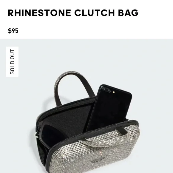 NWT Adidas Sparkling Rhinestone Clutch - Silver and Black - Picture 4 of 7